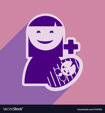 Modern flat icon with long shadow Mother and child vector image
