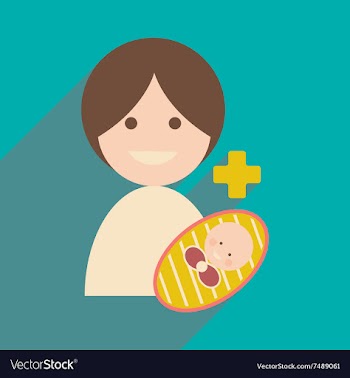 Modern flat icon with long shadow Mother and child vector image