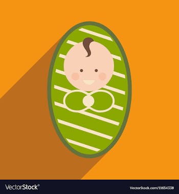 Modern flat icon with long shadow newborn baby vector image