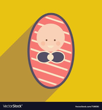 Modern flat icon with long shadow newborn baby vector image