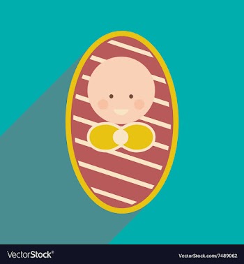 Modern flat icon with long shadow newborn baby vector image