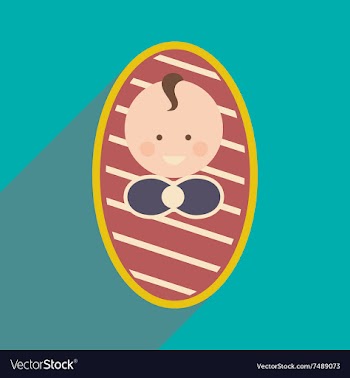 Modern flat icon with long shadow newborn baby vector image