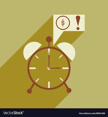 Modern flat icon with shadow alarm clock vector image