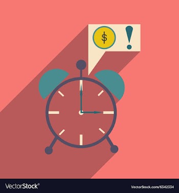 Modern flat icon with shadow alarm clock vector image