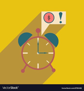 Modern flat icon with shadow alarm clock vector image