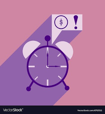Modern flat icon with shadow alarm clock vector image