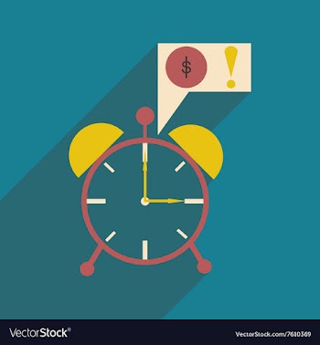Modern flat icon with shadow alarm clock vector image