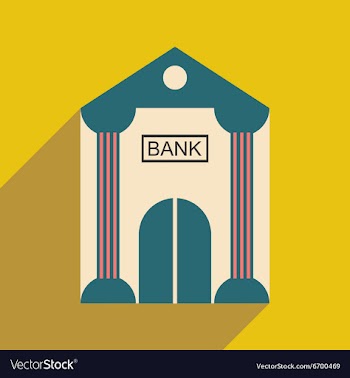 Modern flat icon with shadow Bank building vector image