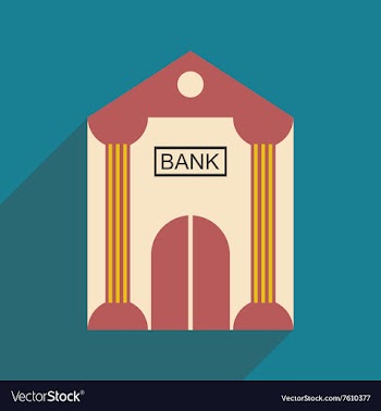 Modern flat icon with shadow Bank building vector image