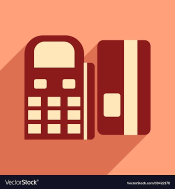 Modern flat icon with shadow bank card and the vector image