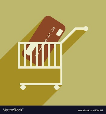 Modern flat icon with shadow bank card in the cart vector image