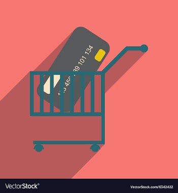 Modern flat icon with shadow bank card in the cart vector image