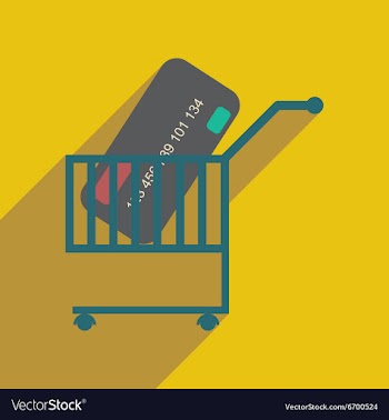Modern flat icon with shadow bank card in the cart vector image