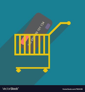 Modern flat icon with shadow bank card in the cart vector image