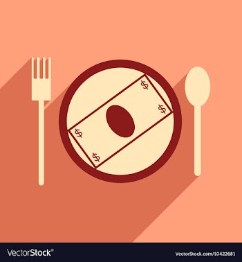 Modern flat icon with shadow bill on the plate vector image