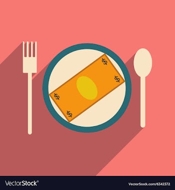 Modern flat icon with shadow bill on the plate vector image