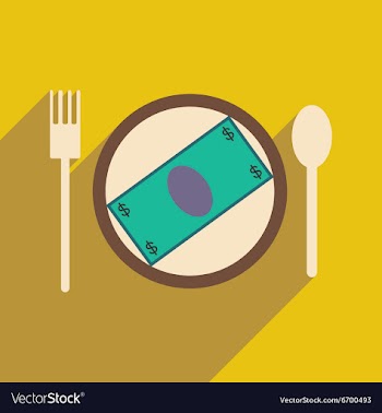 Modern flat icon with shadow bill on the plate vector image