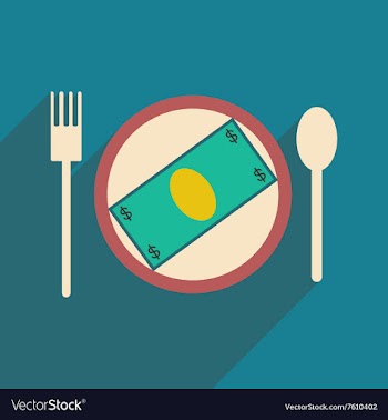 Modern flat icon with shadow bill on the plate vector image