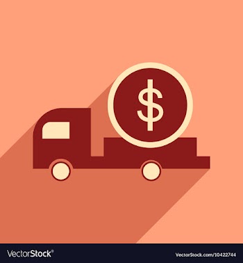 Modern flat icon with shadow car and money vector image