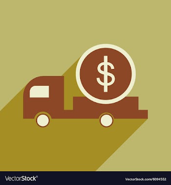 Modern flat icon with shadow car and money vector image