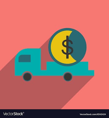 Modern flat icon with shadow car and money vector image