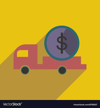 Modern flat icon with shadow car and money vector image