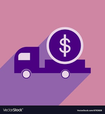Modern flat icon with shadow car and money vector image