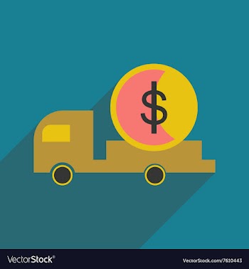 Modern flat icon with shadow car and money vector image