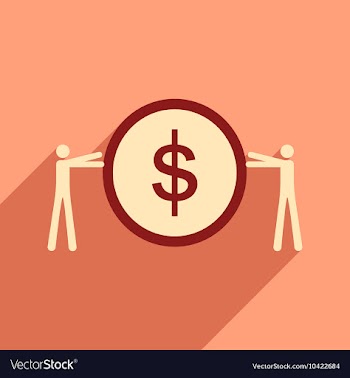 Modern flat icon with shadow coin and people vector image