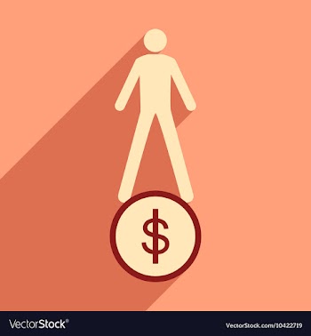 Modern flat icon with shadow coin and people vector image