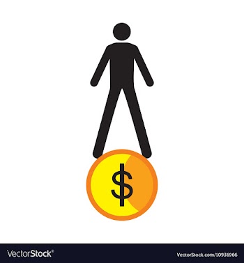 Modern flat icon with shadow coin and people vector image