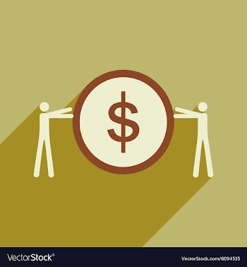 Modern flat icon with shadow coin and people vector image