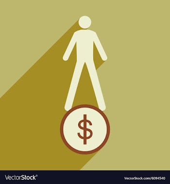 Modern flat icon with shadow coin and people vector image
