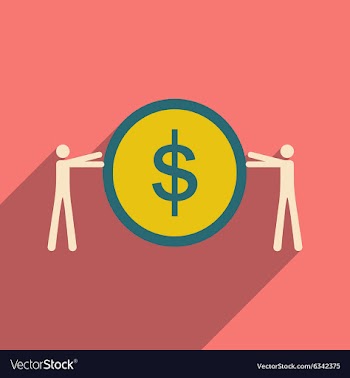 Modern flat icon with shadow coin and people vector image