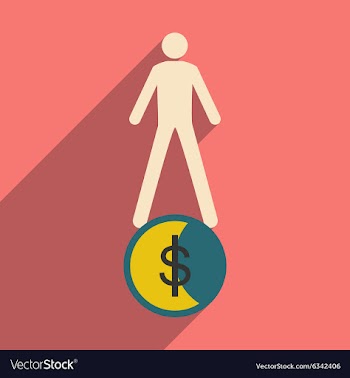 Modern flat icon with shadow coin and people vector image