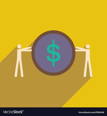 Modern flat icon with shadow coin and people vector image