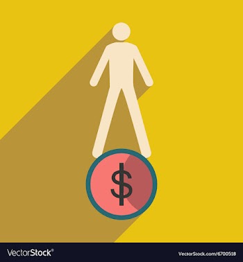 Modern flat icon with shadow coin and people vector image