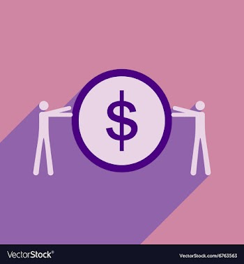 Modern flat icon with shadow coin and people vector image