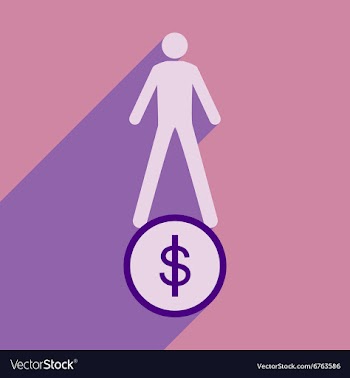 Modern flat icon with shadow coin and people vector image