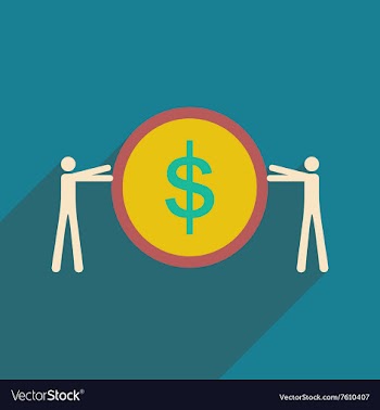 Modern flat icon with shadow coin and people vector image