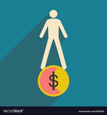Modern flat icon with shadow coin and people vector image