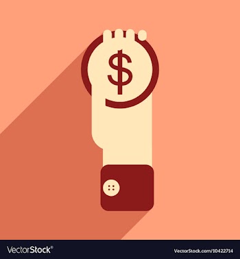 Modern flat icon with shadow Coin in a hand vector image