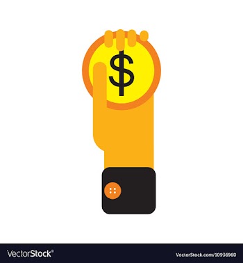 Modern flat icon with shadow Coin in a hand vector image