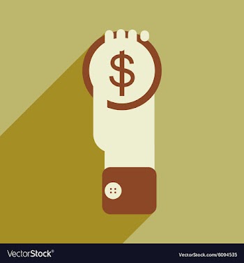 Modern flat icon with shadow Coin in a hand vector image