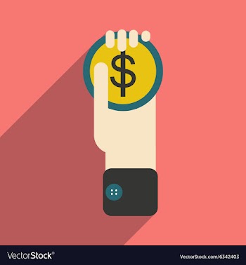Modern flat icon with shadow Coin in a hand vector image