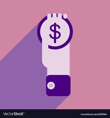 Modern flat icon with shadow Coin in a hand vector image