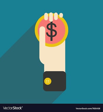 Modern flat icon with shadow Coin in a hand vector image