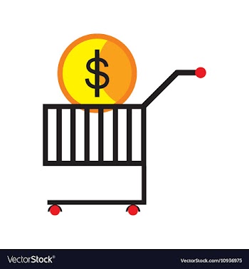 Modern flat icon with shadow coin in the trolley vector image