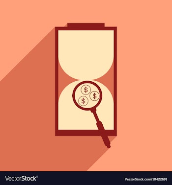 Modern flat icon with shadow hourglass and coins vector image