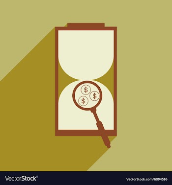 Modern flat icon with shadow hourglass and coins vector image